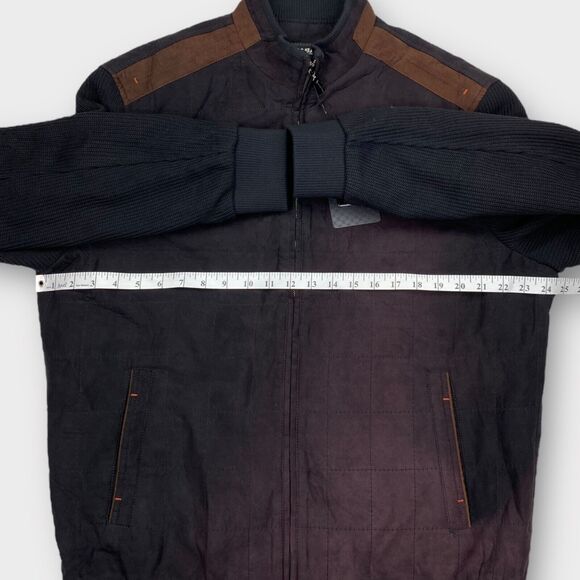 Barabas Bomber Jacket Mens Extra Large Quilted Wool Blend Zip Knit Sleeve Black - Picture 12 of 14